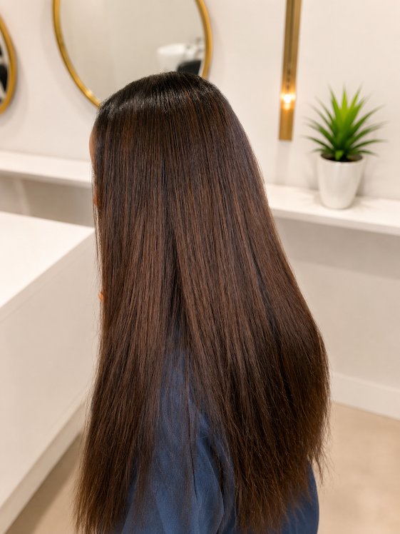 Sleek silk press by Crowned by Aria